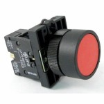 BOTÃO PULSADOR FURO DE 22,5MM C-1 CONTATO PLASTICO VERMELHO