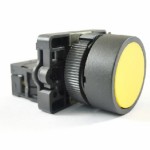 BOTÃO PULSADOR FURO DE 22,5MM C-1 CONTATO PLASTICO AMARELO