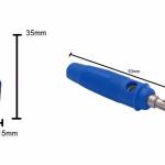 Kit Borne 774 Azul altura 35mm diâmetro 12mm + Pino Banana Azul 4mm